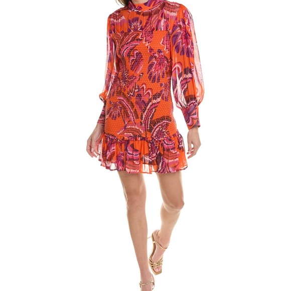 Farm Rio chevron forest orange mini dress NWT $255 - Picture 2 of 15